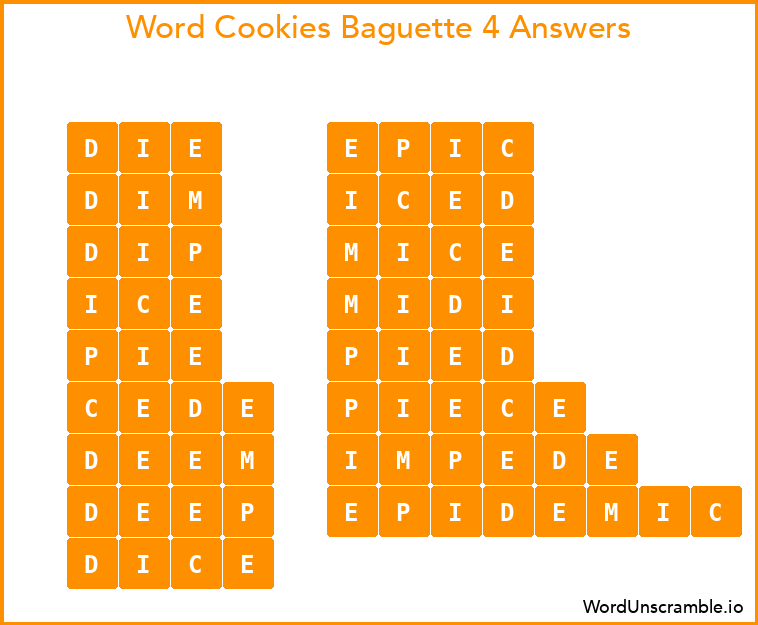 Word Cookies Baguette 4 Answers
