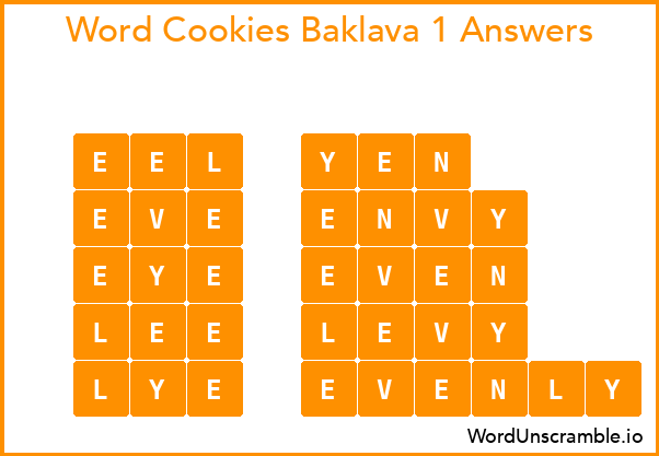Word Cookies Baklava 1 Answers
