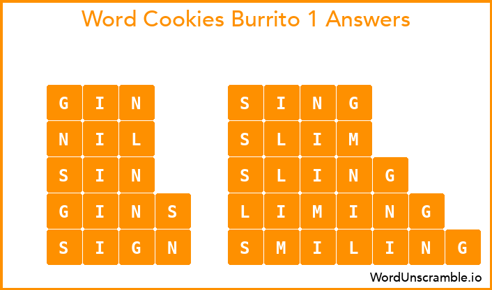 Word Cookies Burrito 1 Answers