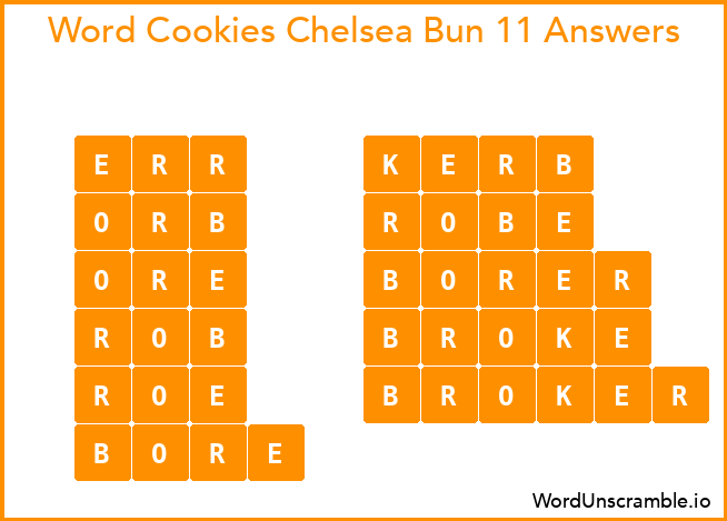 Word Cookies Chelsea Bun 11 Answers