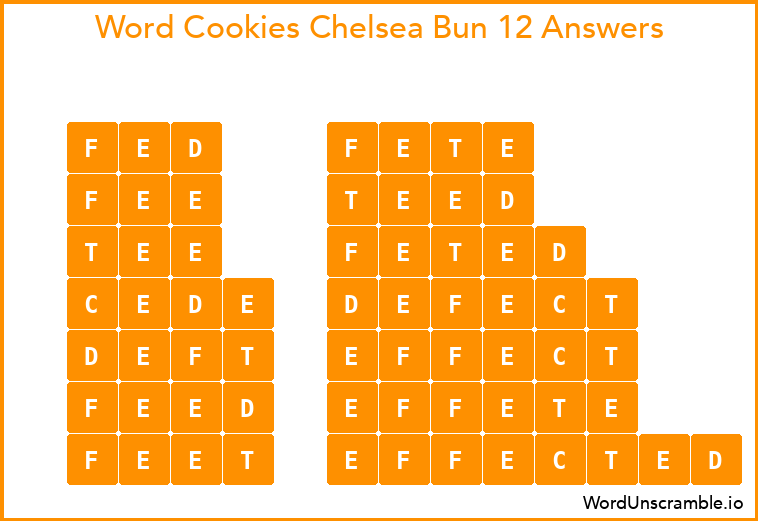 Word Cookies Chelsea Bun 12 Answers