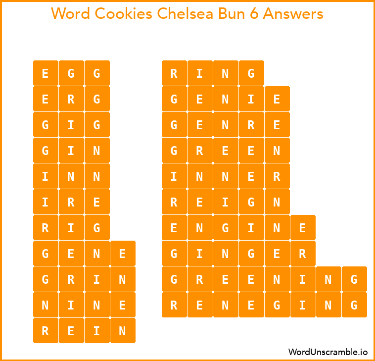 Word Cookies Chelsea Bun 6 Answers