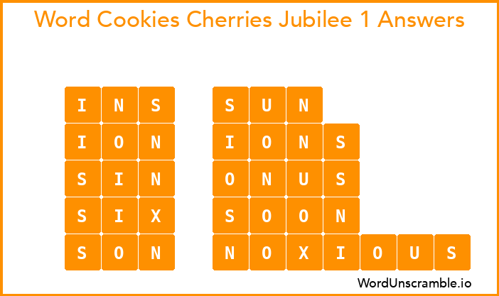 Word Cookies Cherries Jubilee 1 Answers