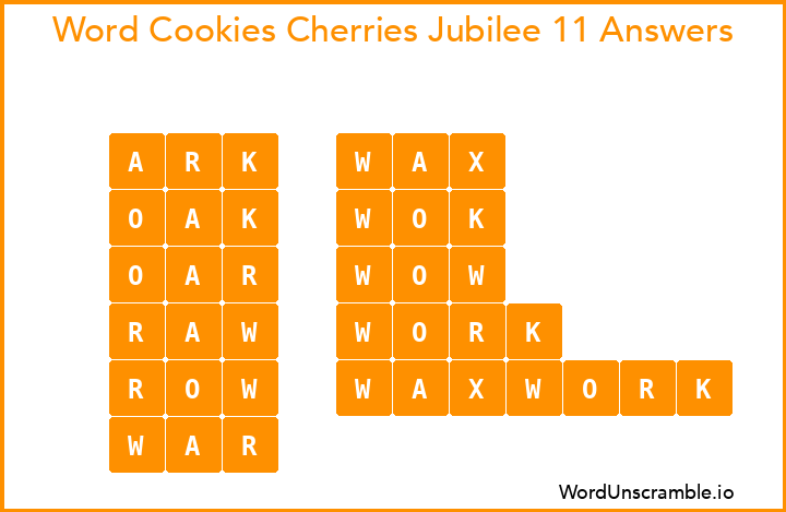 Word Cookies Cherries Jubilee 11 Answers