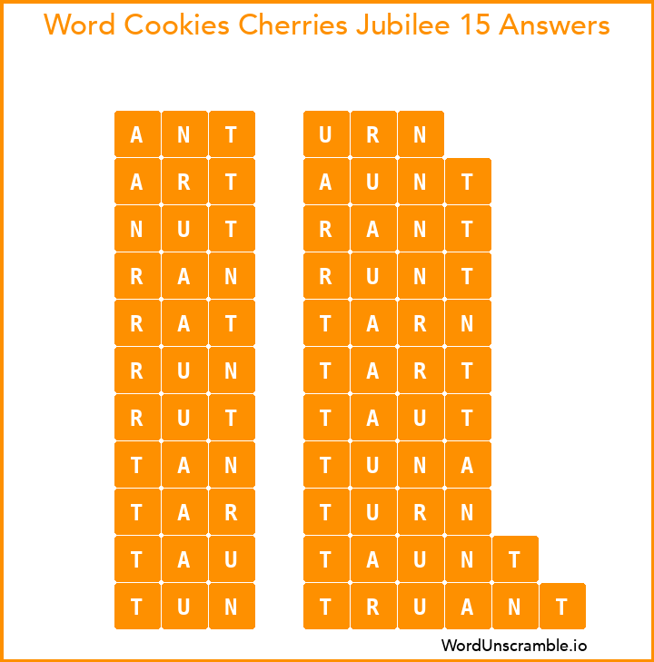 Word Cookies Cherries Jubilee 15 Answers