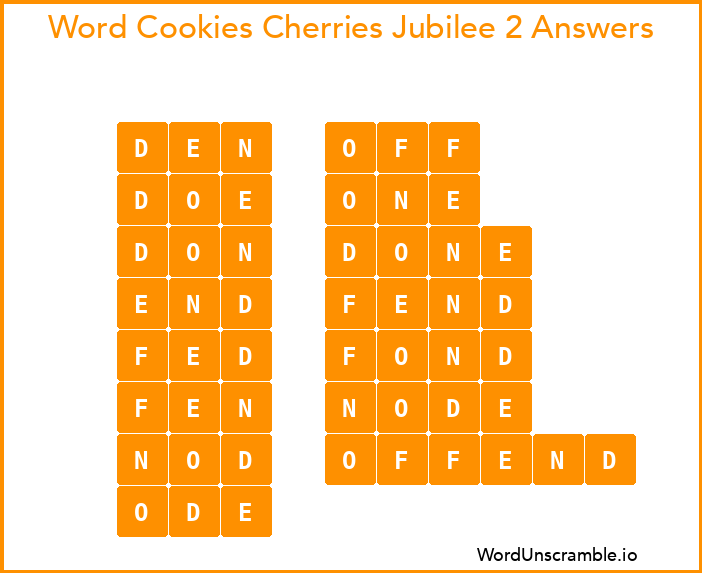 Word Cookies Cherries Jubilee 2 Answers
