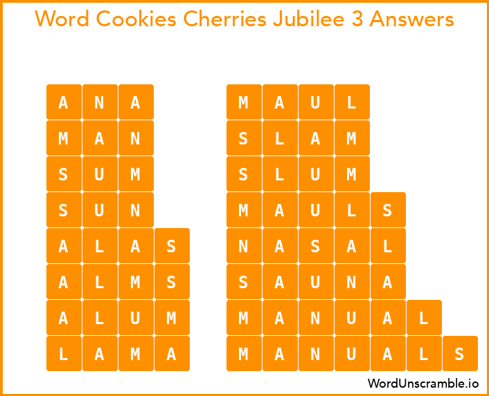 Word Cookies Cherries Jubilee 3 Answers