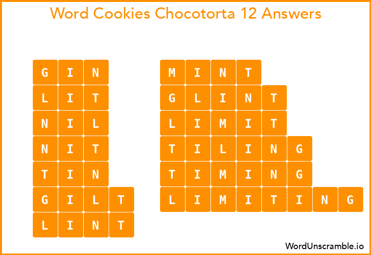 Word Cookies Chocotorta 12 Answers