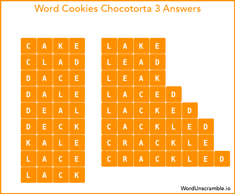 Word Cookies Chocotorta 3 Answers