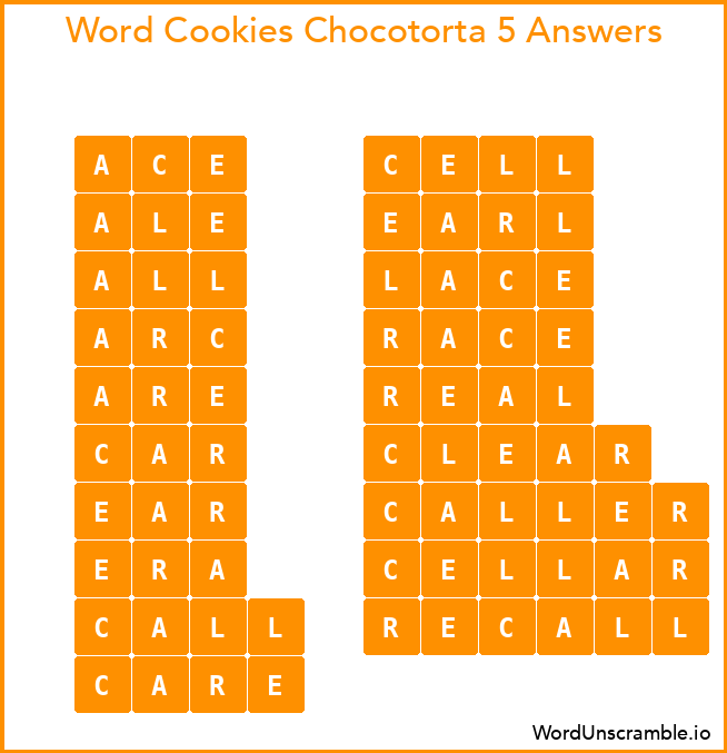 Word Cookies Chocotorta 5 Answers
