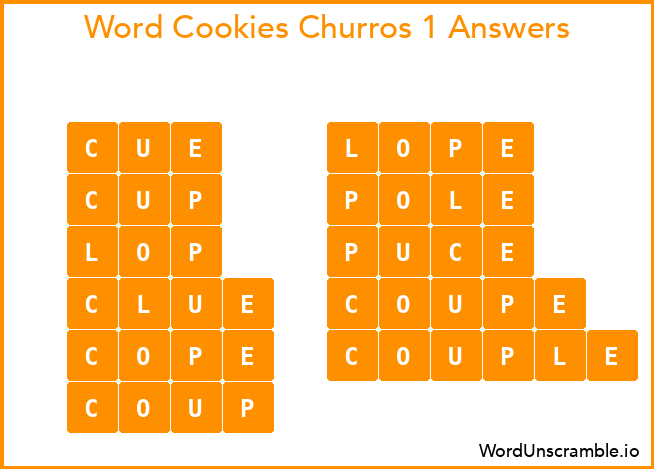Word Cookies Churros 1 Answers