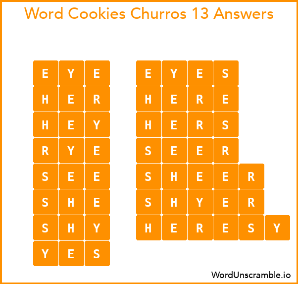 Word Cookies Churros 13 Answers