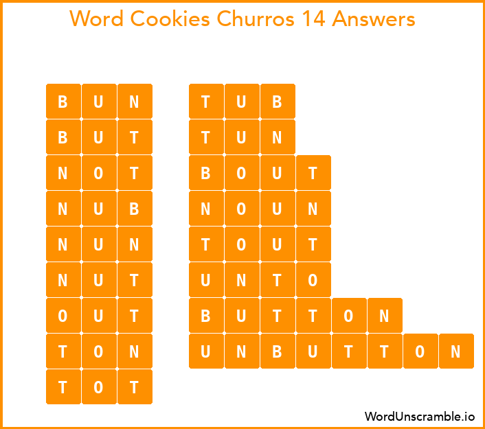Word Cookies Churros 14 Answers