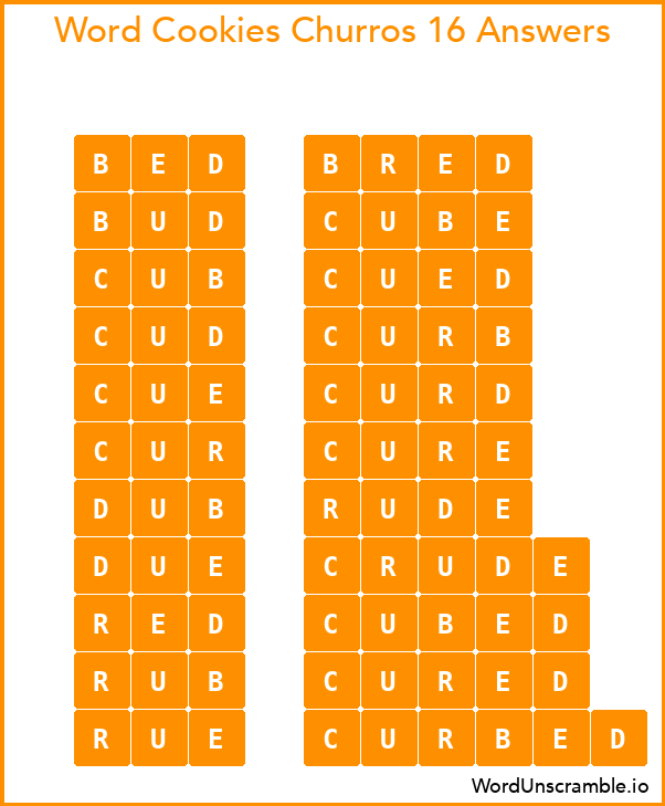 Word Cookies Churros 16 Answers