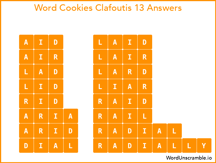 Word Cookies Clafoutis 13 Answers