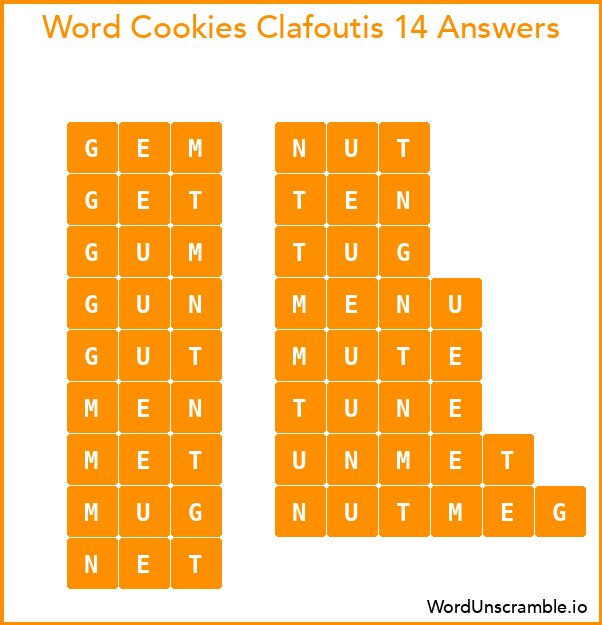 Word Cookies Clafoutis 14 Answers