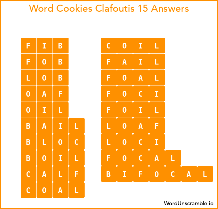 Word Cookies Clafoutis 15 Answers
