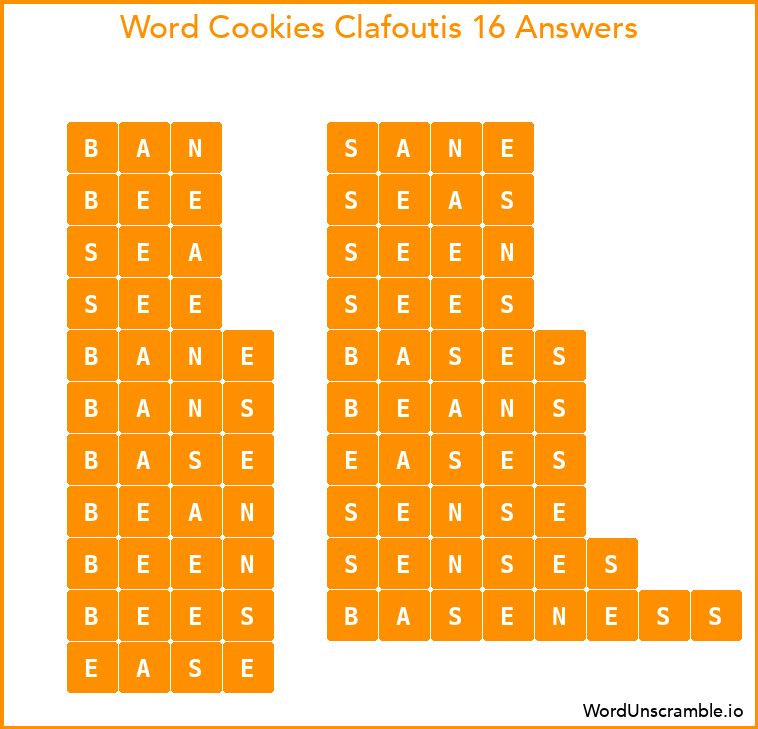 Word Cookies Clafoutis 16 Answers