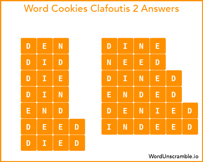 Word Cookies Clafoutis 2 Answers