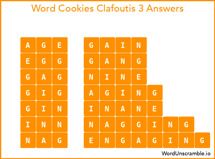 Word Cookies Clafoutis 3 Answers