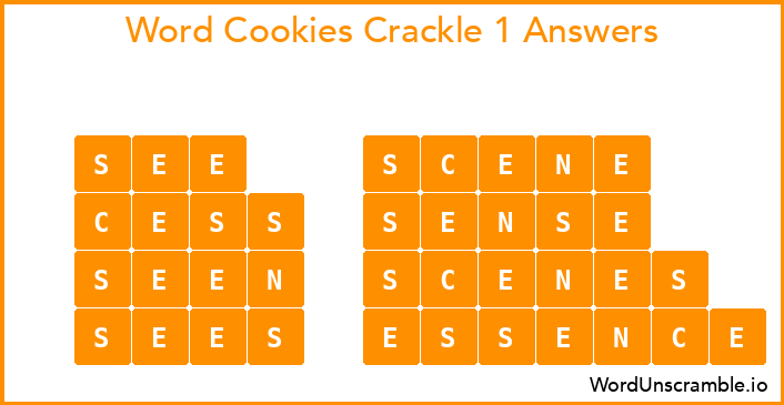 Word Cookies Crackle 1 Answers
