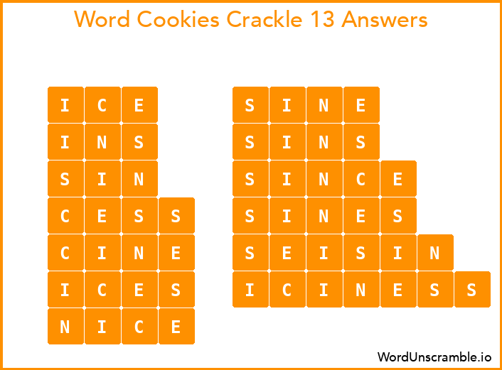 Word Cookies Crackle 13 Answers