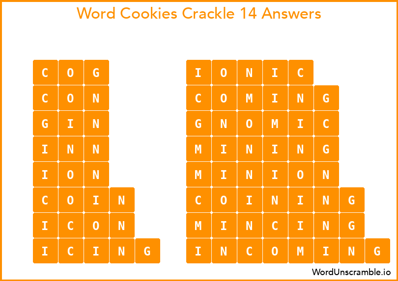 Word Cookies Crackle 14 Answers