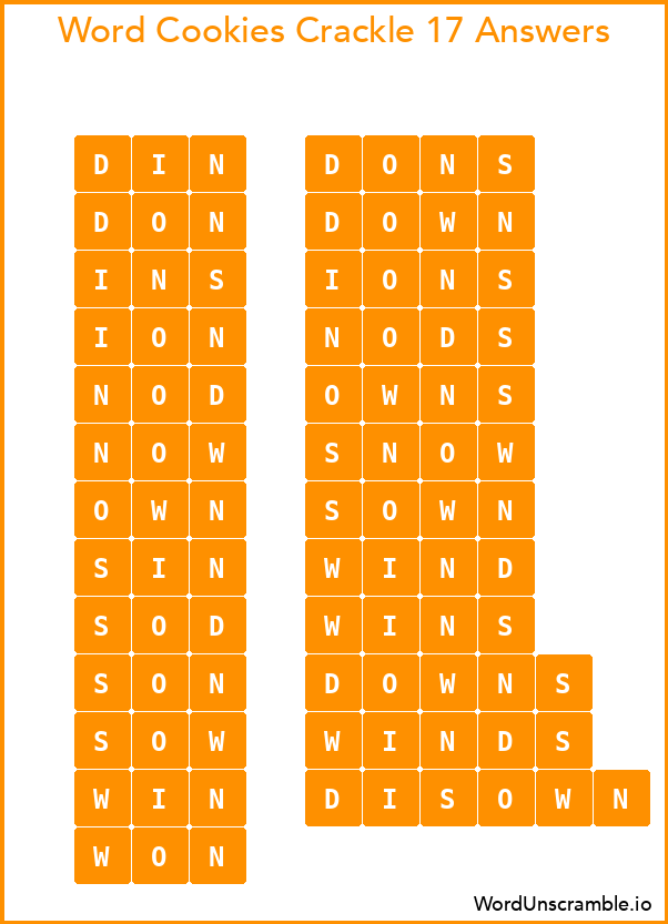 Word Cookies Crackle 17 Answers