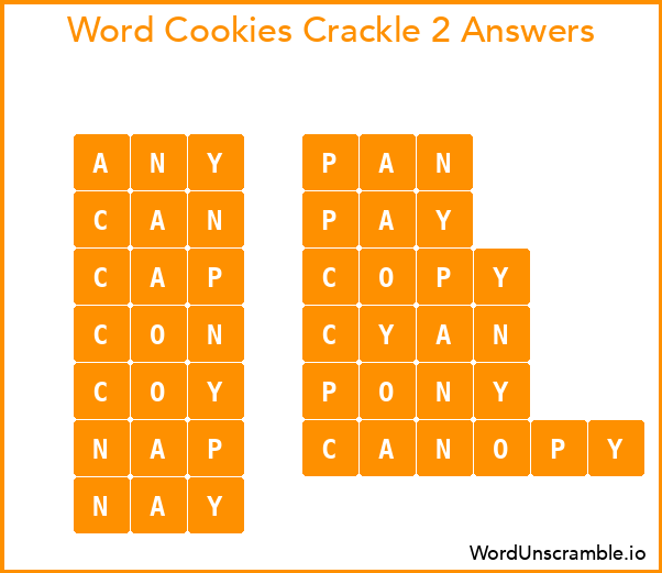 Word Cookies Crackle 2 Answers