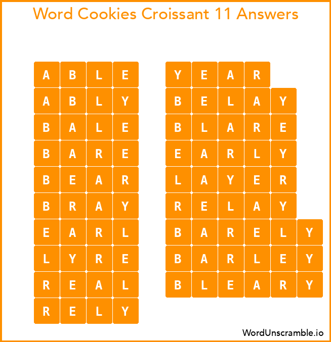 Word Cookies Croissant 11 Answers