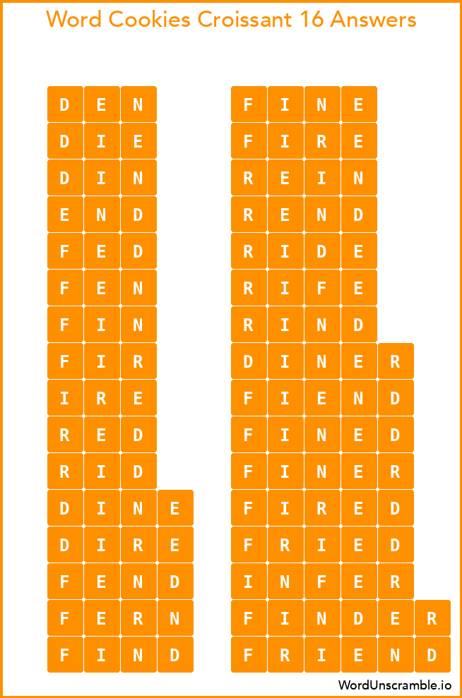 Word Cookies Croissant 16 Answers