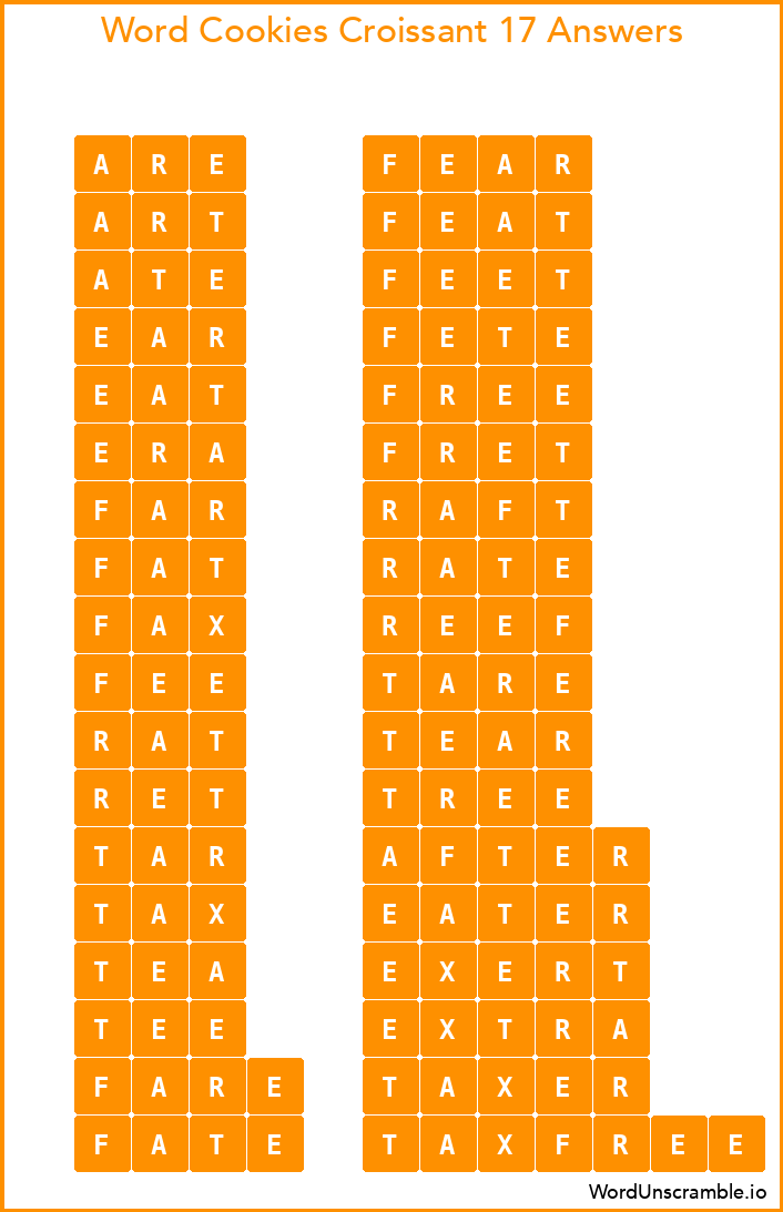 Word Cookies Croissant 17 Answers