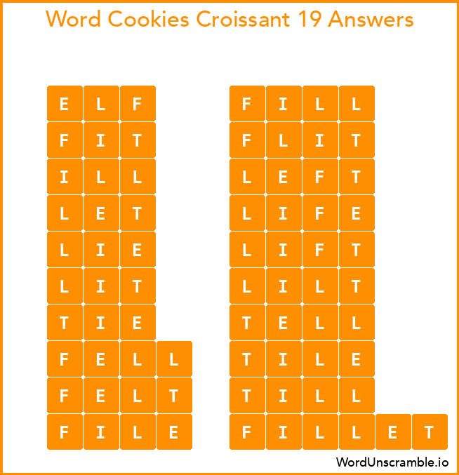 Word Cookies Croissant 19 Answers