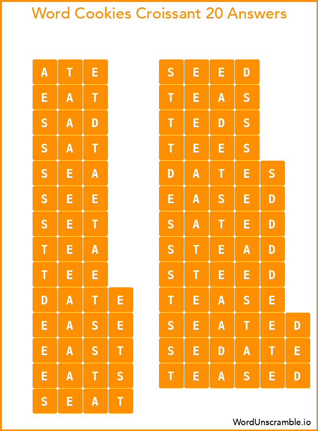 Word Cookies Croissant 20 Answers