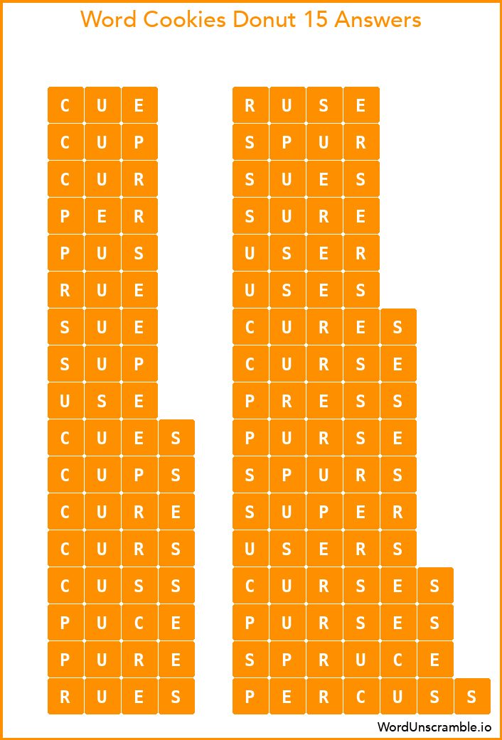 Word Cookies Donut 15 Answers