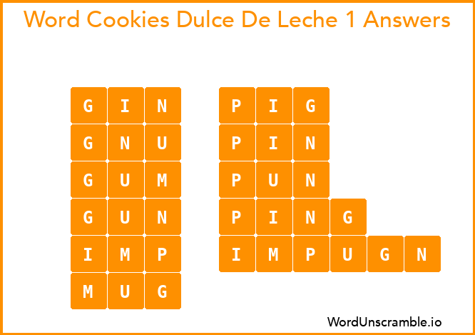 Word Cookies Dulce De Leche 1 Answers
