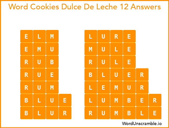 Word Cookies Dulce De Leche 12 Answers