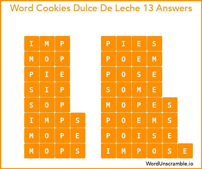 Word Cookies Dulce De Leche 13 Answers