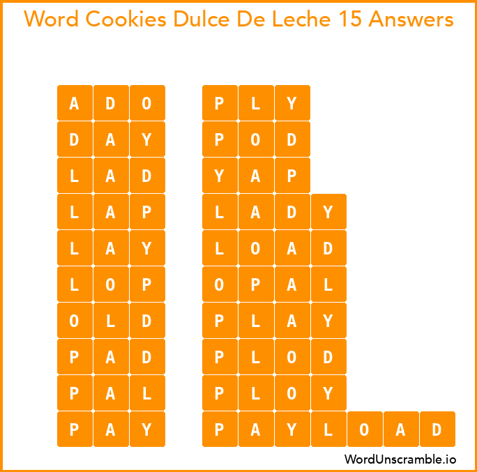 Word Cookies Dulce De Leche 15 Answers