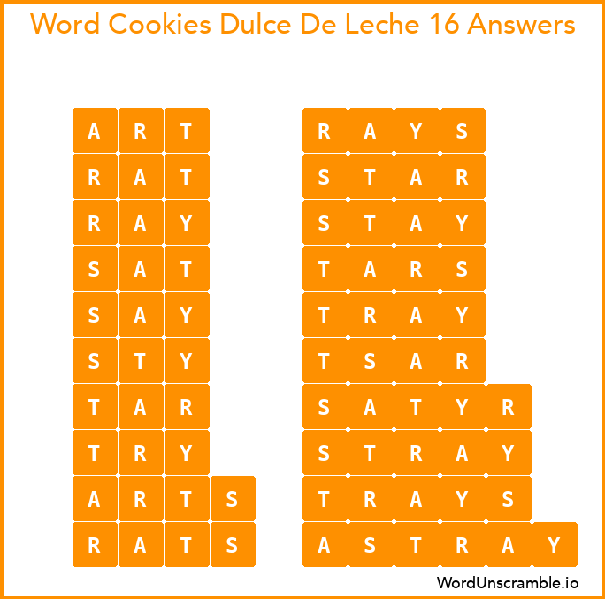 Word Cookies Dulce De Leche 16 Answers