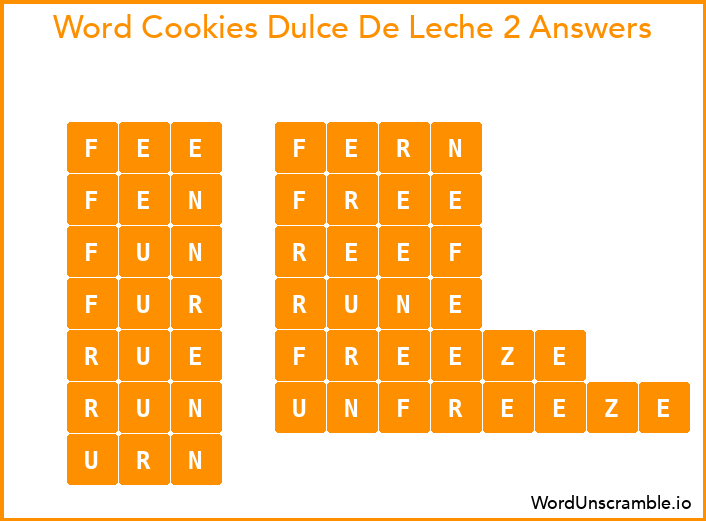 Word Cookies Dulce De Leche 2 Answers