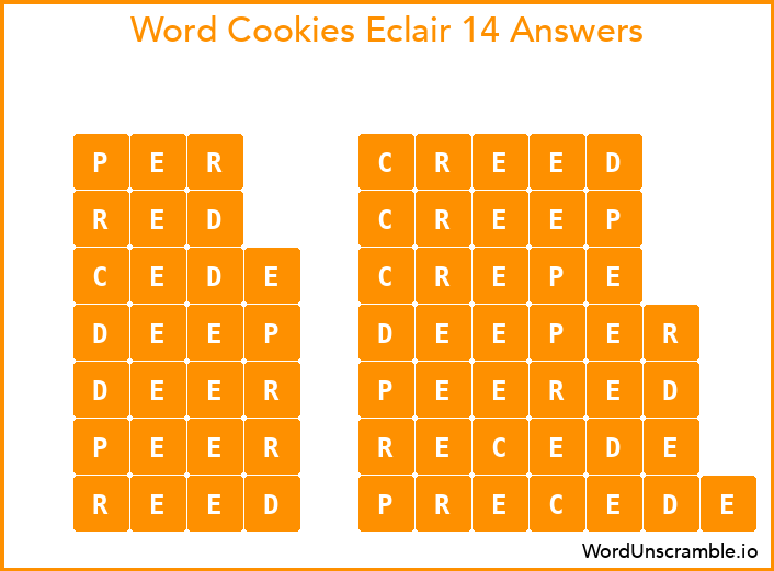 Word Cookies Eclair 14 Answers