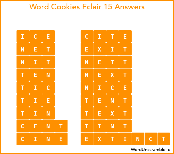 Word Cookies Eclair 15 Answers