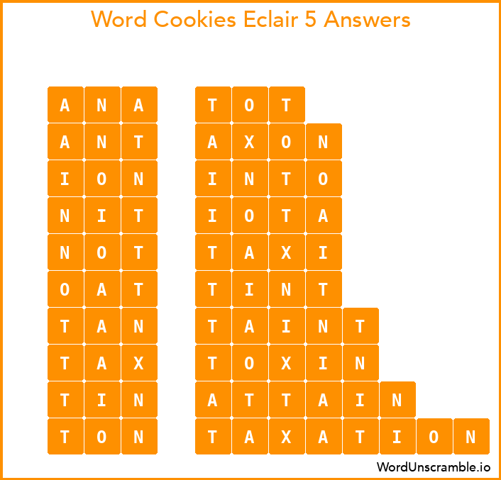 Word Cookies Eclair 5 Answers