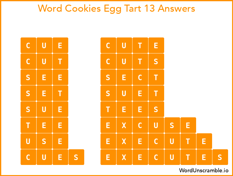Word Cookies Egg Tart 13 Answers