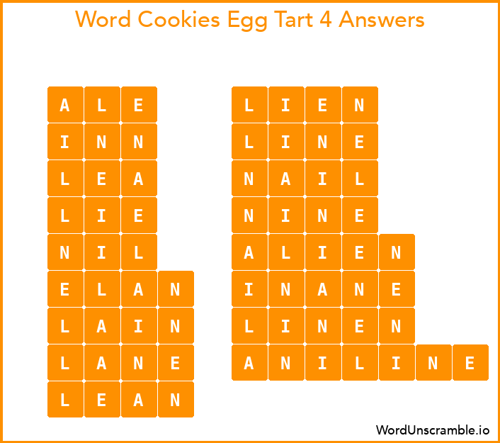 Word Cookies Egg Tart 4 Answers