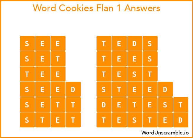 Word Cookies Flan 1 Answers