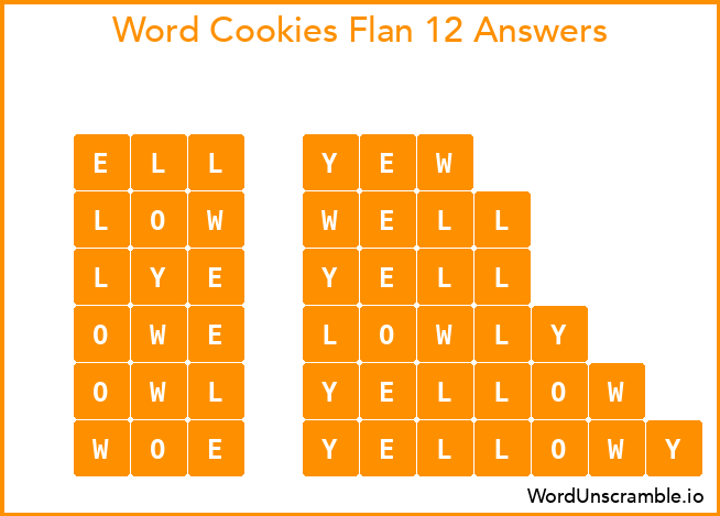 Word Cookies Flan 12 Answers