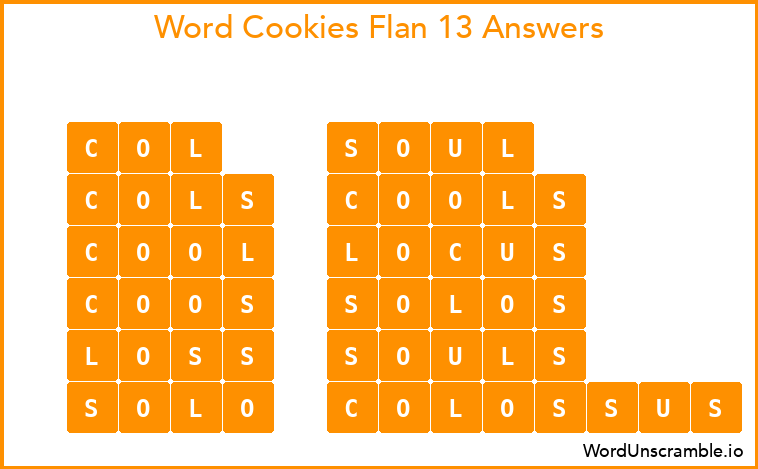 Word Cookies Flan 13 Answers