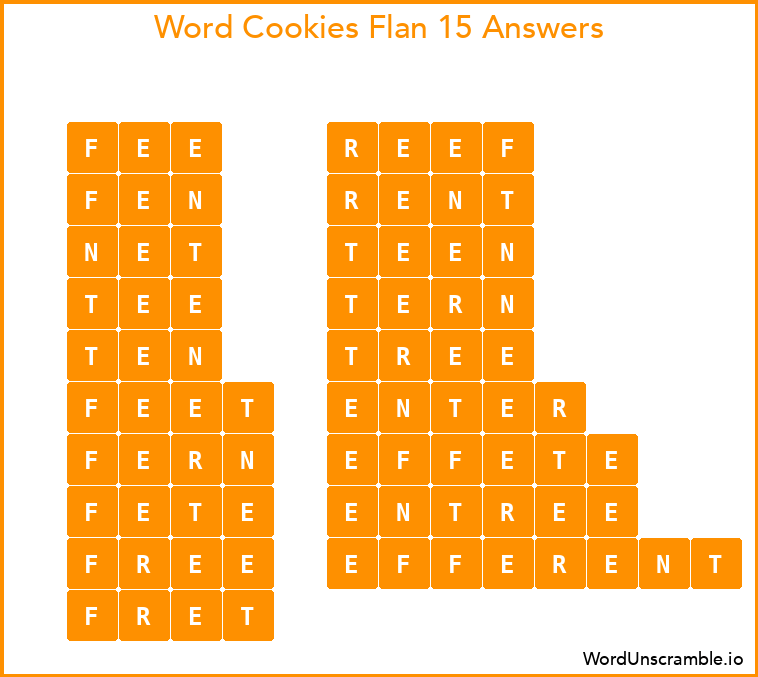Word Cookies Flan 15 Answers